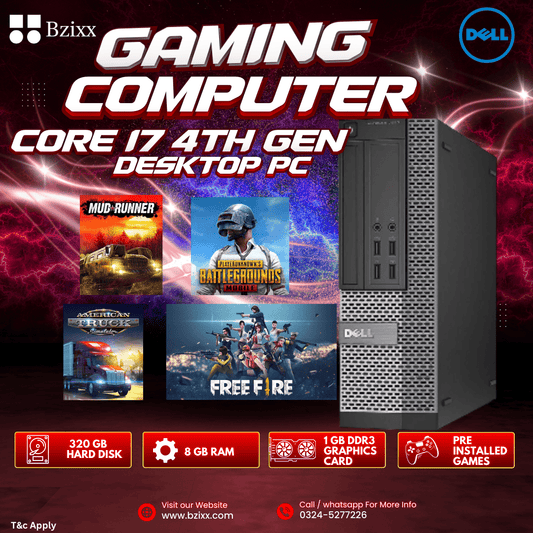 Core i7 4th Gen - 8GB Ram - 320 Gb Hard Disk - 1Gb Graphics Card - FreeFire - MudRunner - GTA 4 - PUBG Pre Installed - Bzixx