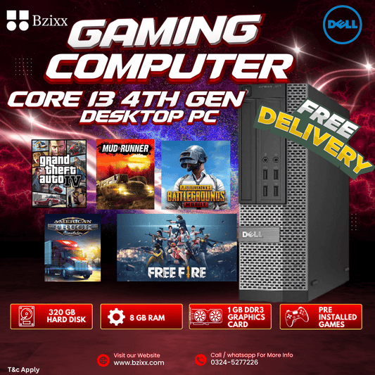 Core i3 4th Generation Desktop Gaming Computer 8GB Ram Storage 320GB Hard disk 1Gb Graphics Card With Games Pre installed - Bzixx