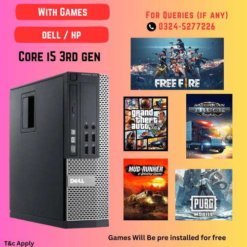 Core i5 3rd Generation Gaming Pc 8GB Ddr3 Ram 500 Gb Hard Disk 1 Gb Graphics Card GTA 5 - MUD RUNNER - AMERICAN TRUCK Pre installed Desktop Gaming Pc - Bzixx